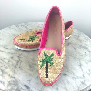 Sondra Roberts Ellie Platform Espadrilles loafers palm trees size 10